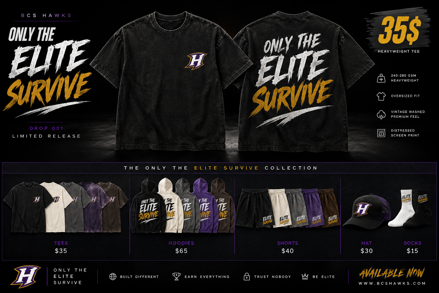 BCS Hawks Drop 001 merch collection